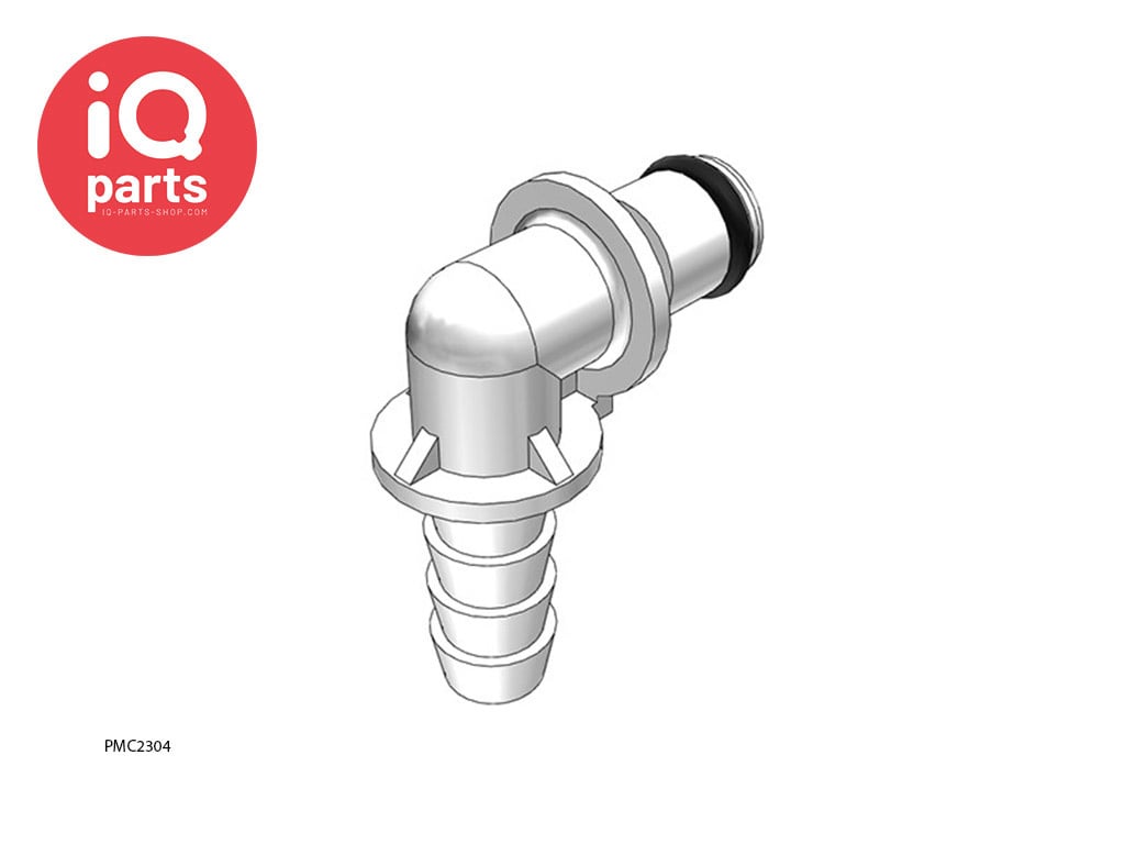 PMC2304 / PMCD2304 | 90º Coupling Insert | Acetal | Hose barb 6,4 mm (1/4")