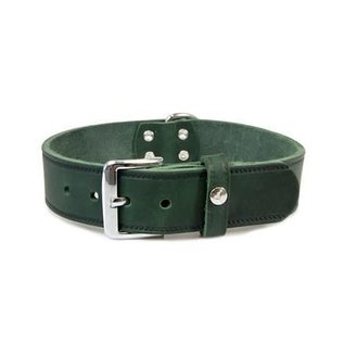 Das Lederband Leren halsband Weinheim 30mm Jachtgroen 52cm verstelbaar 42-48cm