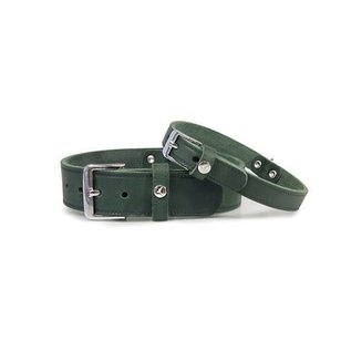 Das Lederband Leren halsband Weinheim 30mm Jachtgroen 52cm verstelbaar 42-48cm