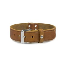 Das Lederband Leren halsband Weinheim 30mm Kastanje 52cm verstelbaar 42-48cm