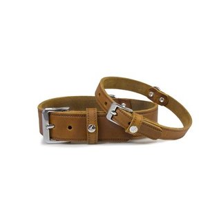 Das Lederband Leather collar Weinheim 35mm Chestnut 57cm adjustable 47-53cm