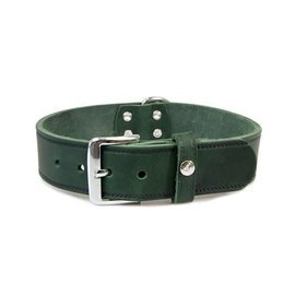 Das Lederband Leren halsband Weinheim 25mm Jachtgroen 47cm verstelbaar 37-42cm