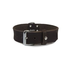 Das Lederband Leren halsband Weinheim 35mm Mocca 57cm verstelbaar 47-53cm