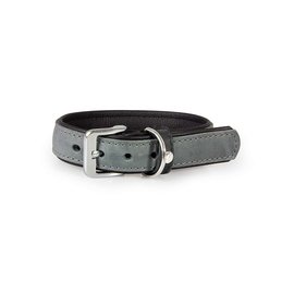 Das Lederband Leren Halsband Vancouver Graniet/Zwart 30mm/50cm