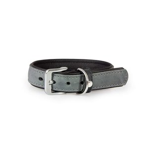 Das Lederband Lederhalsband Vancouver Granit / Schwarz 30mm / 50cm