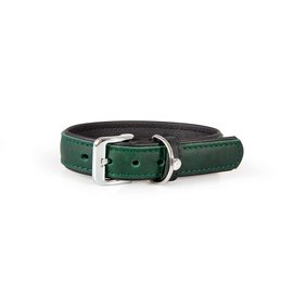 Das Lederband Leren Halsband Vancouver Jachtgroen/Zwart 35mm/55cm