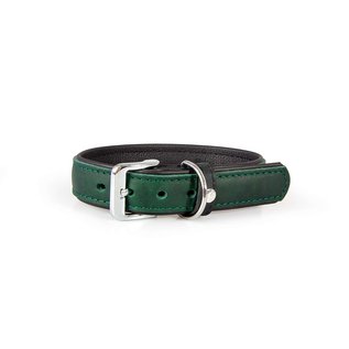 Das Lederband Lederhalsband Vancouver Hunting Green / Schwarz 35mm / 55cm