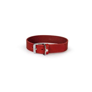 Das Lederband Leren Halsband Rood - Weinheim - B:35mm L:42cm - verstelbaar 30-36cm