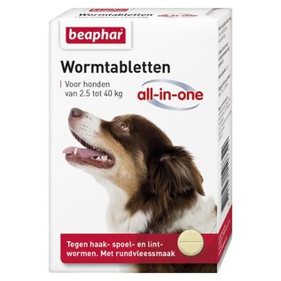 Beaphar Worm Tablet All-in-one Dog 2.5-40kg (4 tablets)