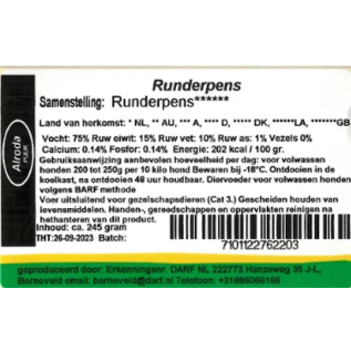 Alroda Puur Alroda Puur - BIO Runderpens - 245gr