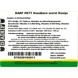 DARF Houdbare worst konijn 200gr - DARF