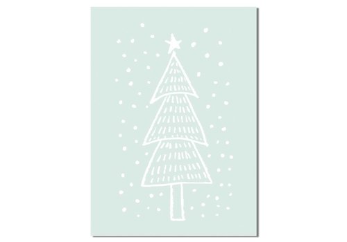 DesignClaud Weihnachtsbaum - Handgezeichnet - Weihnachtsposter - Innenposter - Wanddekoration - Textposter - Minze