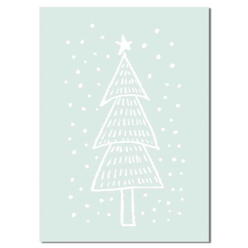 Kerstboom - Handgetekend - Kerst Poster - Tekst poster - Mint 