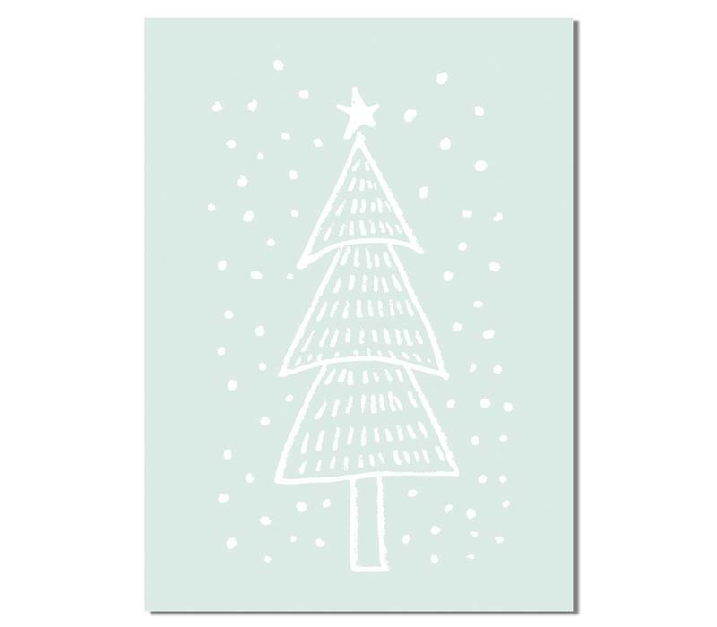 Weihnachtsbaum - Handgezeichnet - Weihnachtsposter - Innenposter - Wanddekoration - Textposter - Minze