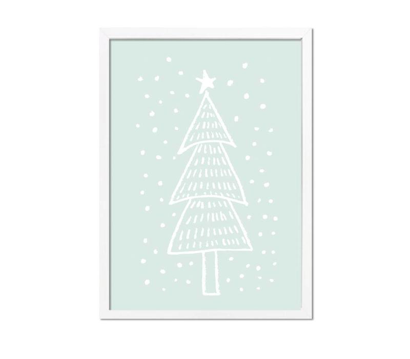 Weihnachtsbaum - Handgezeichnet - Weihnachtsposter - Innenposter - Wanddekoration - Textposter - Minze