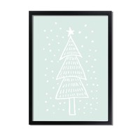 Weihnachtsbaum - Handgezeichnet - Weihnachtsposter - Innenposter - Wanddekoration - Textposter - Minze