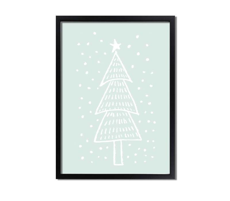 Weihnachtsbaum - Handgezeichnet - Weihnachtsposter - Innenposter - Wanddekoration - Textposter - Minze