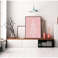Weihnachtsbaum - Handgezeichnet - Weihnachtsposter - Textposter - Pink