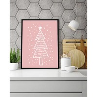 Weihnachtsbaum - Handgezeichnet - Weihnachtsposter - Textposter - Pink