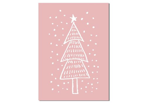 DesignClaud Weihnachtsbaum - Handgezeichnet - Weihnachtsposter - Textposter - Pink