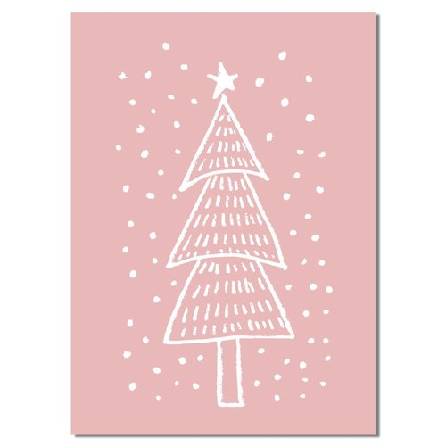 Weihnachtsbaum - Handgezeichnet - Weihnachtsposter - Textposter - Pink 