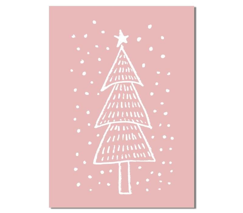 Weihnachtsbaum - Handgezeichnet - Weihnachtsposter - Textposter - Pink