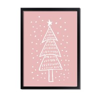 Weihnachtsbaum - Handgezeichnet - Weihnachtsposter - Textposter - Pink