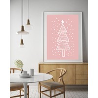 Weihnachtsbaum - Handgezeichnet - Weihnachtsposter - Textposter - Pink