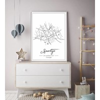 Geboorteposter Grijs - Stadskaart – Geboorteplaats