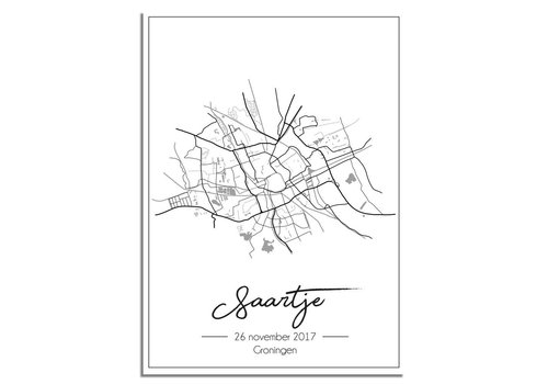 DesignClaud Birth Poster Gray - City Map - Place of Birth