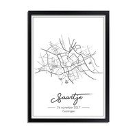 Birth Poster Gray - City Map - Place of Birth