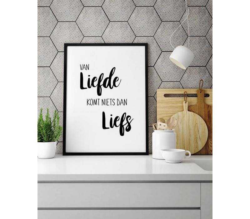 Es gibt nichts als Süße in der Liebe - Textposter - Wanddekoration - Schwarz-Weiß