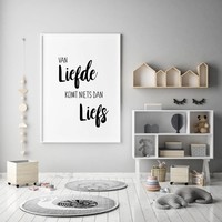 Es gibt nichts als Süße in der Liebe - Textposter - Wanddekoration - Schwarz-Weiß
