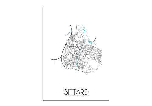 DesignClaud Karte Sittard Stadtplan Poster -  weiß