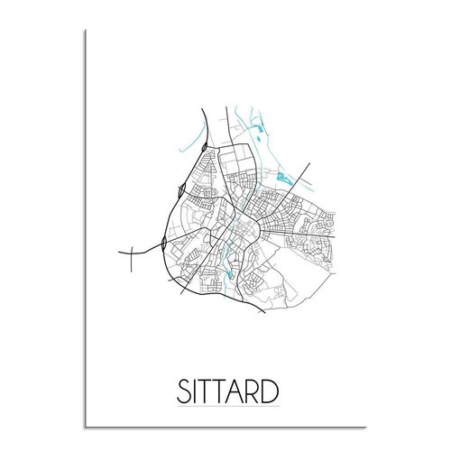 Karte Sittard Stadtplan Poster -  weiß 