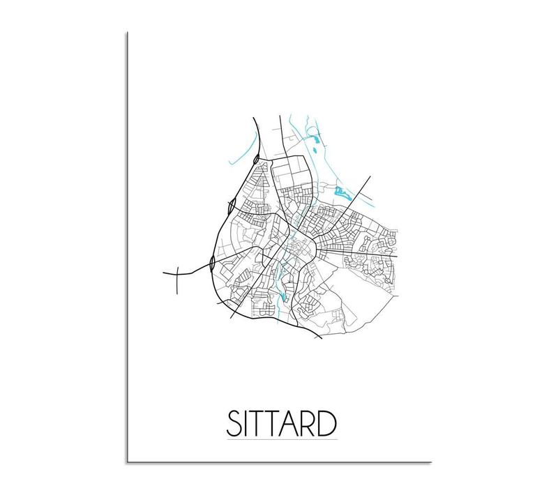 Karte Sittard Stadtplan Poster - weiß