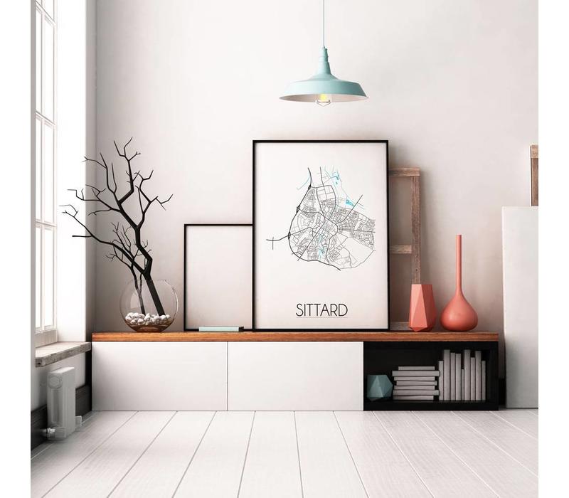 Karte Sittard Stadtplan Poster - weiß