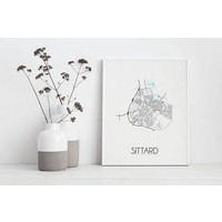 Karte Sittard Stadtplan Poster - weiß
