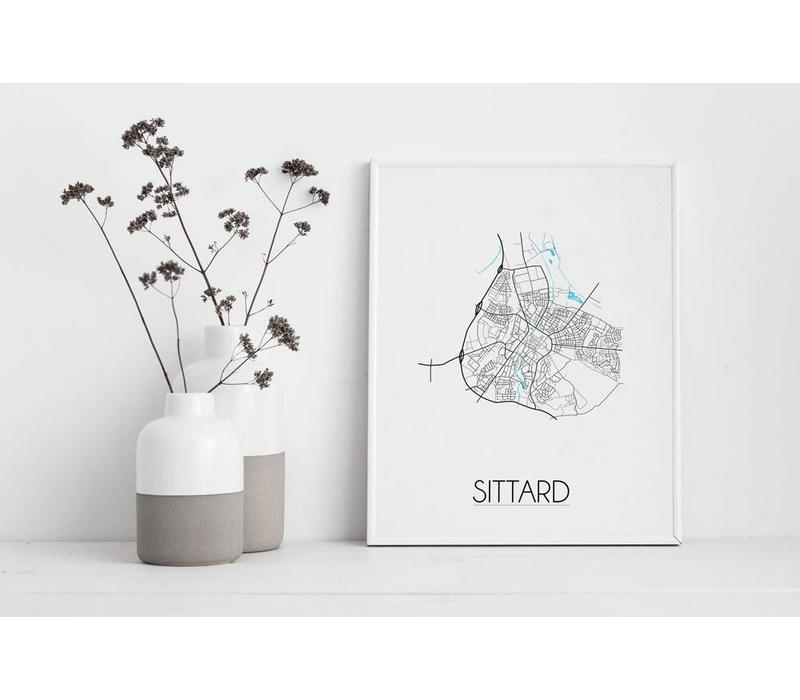 Karte Sittard Stadtplan Poster - weiß