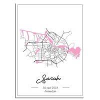 Geburtsposter Rosa - Stadtplan - Geburtsort