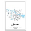 Geburtsposter Blau - Stadtplan - Geburtsort