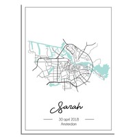 Birth poster Mint green - City map - Birthplace