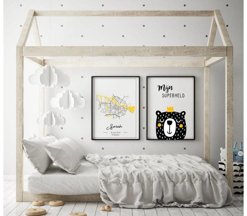 Birth Poster Yellow - City Map - Place of Birth