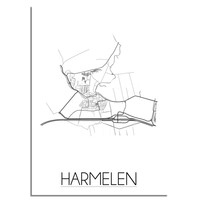 Grundriss Stadtplan Harmelen - Wanddekoration - Schwarz-Weiß-Grau