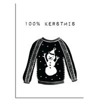 Weihnachtsposter 100% Weihnachten - Weihnachtsdekoration - schwarz-weiß