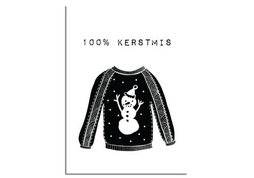 DesignClaud Weihnachtsposter 100% Weihnachten - Weihnachtsdekoration - schwarz-weiß
