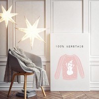 Weihnachtsposter 100% Weihnachten - Weihnachtsdekoration - Rosa