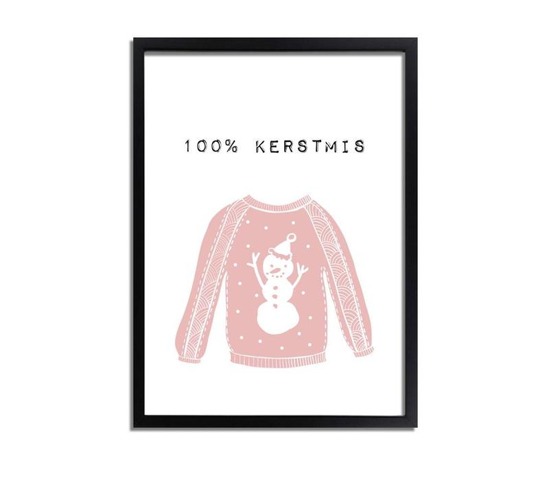 Weihnachtsposter 100% Weihnachten - Weihnachtsdekoration - Rosa