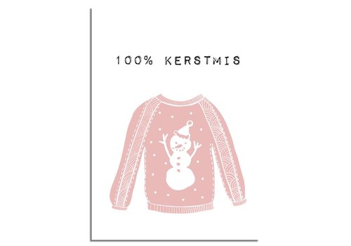 DesignClaud Weihnachtsposter 100% Weihnachten - Weihnachtsdekoration - Rosa