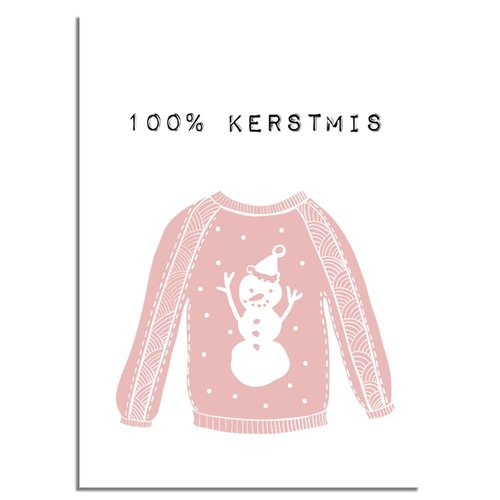 Weihnachtsposter 100% Weihnachten - Weihnachtsdekoration - Rosa 